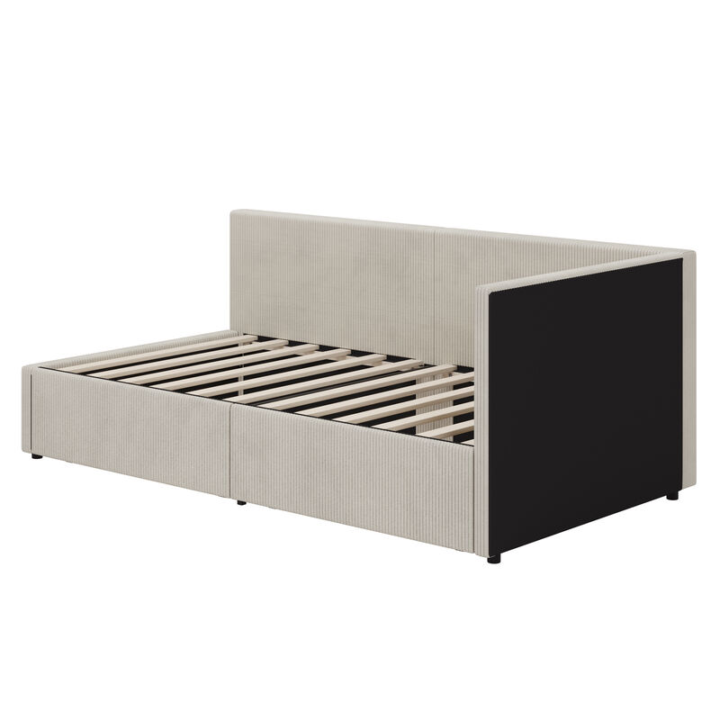 Merax L Shape Corner Bed Corduroy Daybed Bed