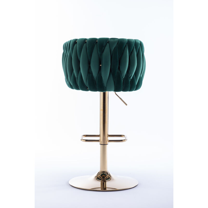 Set Of 2 Bar Stools, With Chrome Footrest And Base Swivel Height Adjustable Mechanical Lifting