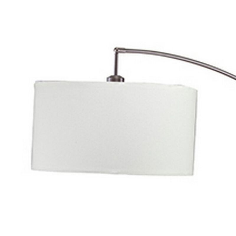 Floor Lamp with Curved Metal Frame and Drum Shade, Silver-Benzara