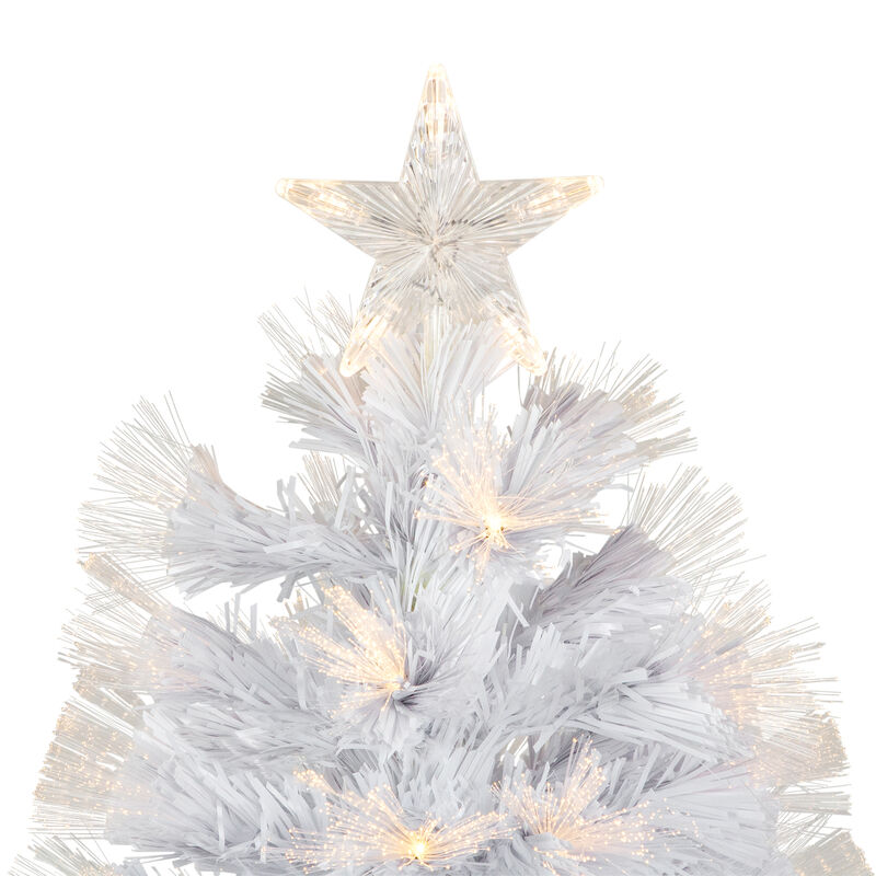 3' Pre-Lit White Fiber Optic Artificial Christmas Tree  Warm White Lights