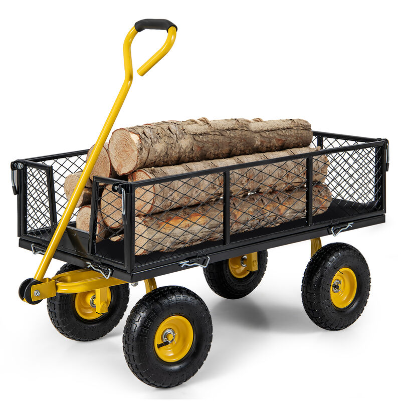 Utility Garden Wagon with 4 Removable Side Panels and Load Capacity