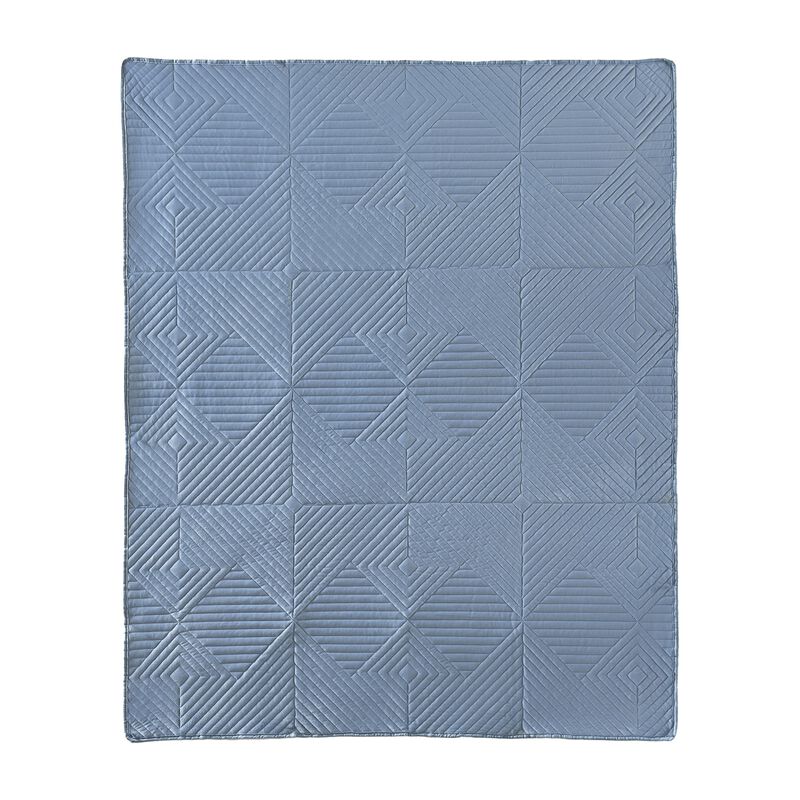 Ahab 50 x 60 Inch Quilted Throw Blanket with Fill, Dutch Velvet, Spa Blue