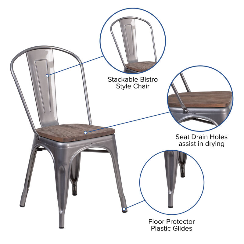 Metal/Wood Colorful Restaurant Chairs