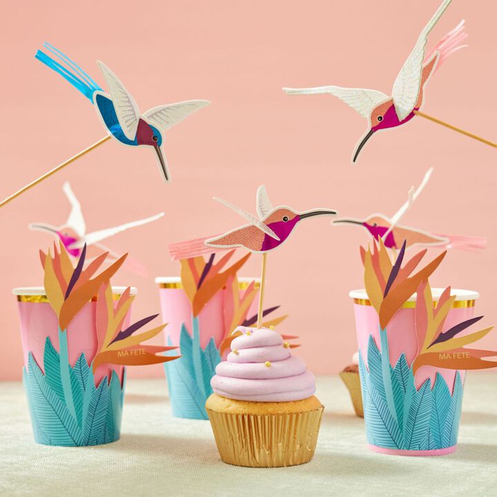 Ma Fete Tropical Paper Cups With Flower Sleeves (8)