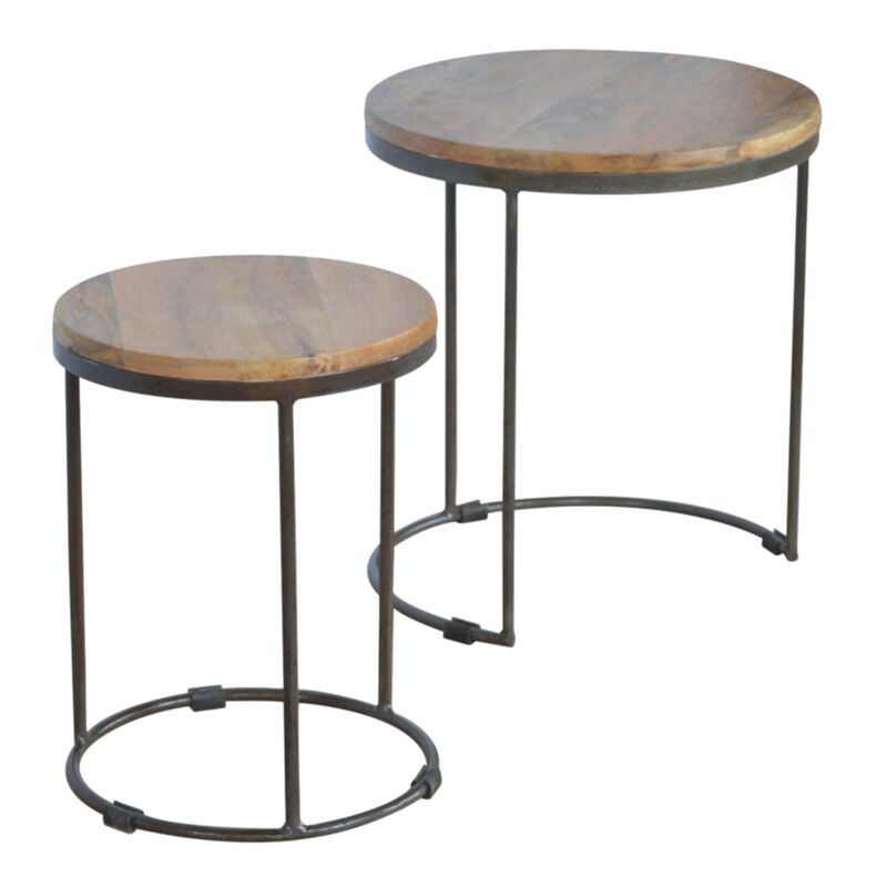 End Table Set of 2 with Iron Base