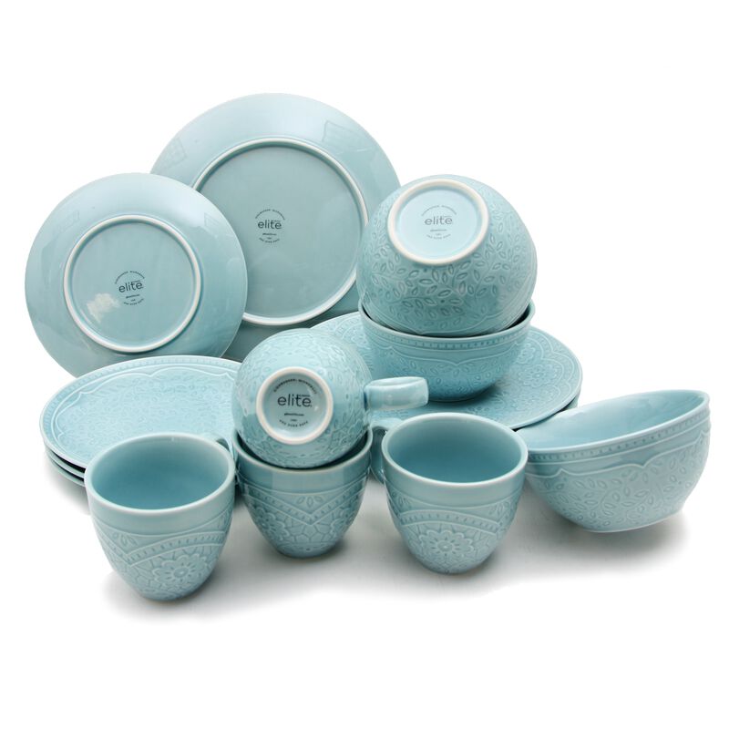 Gibson Elite Alemany 16-Piece Dinnerware Set, Aqua
