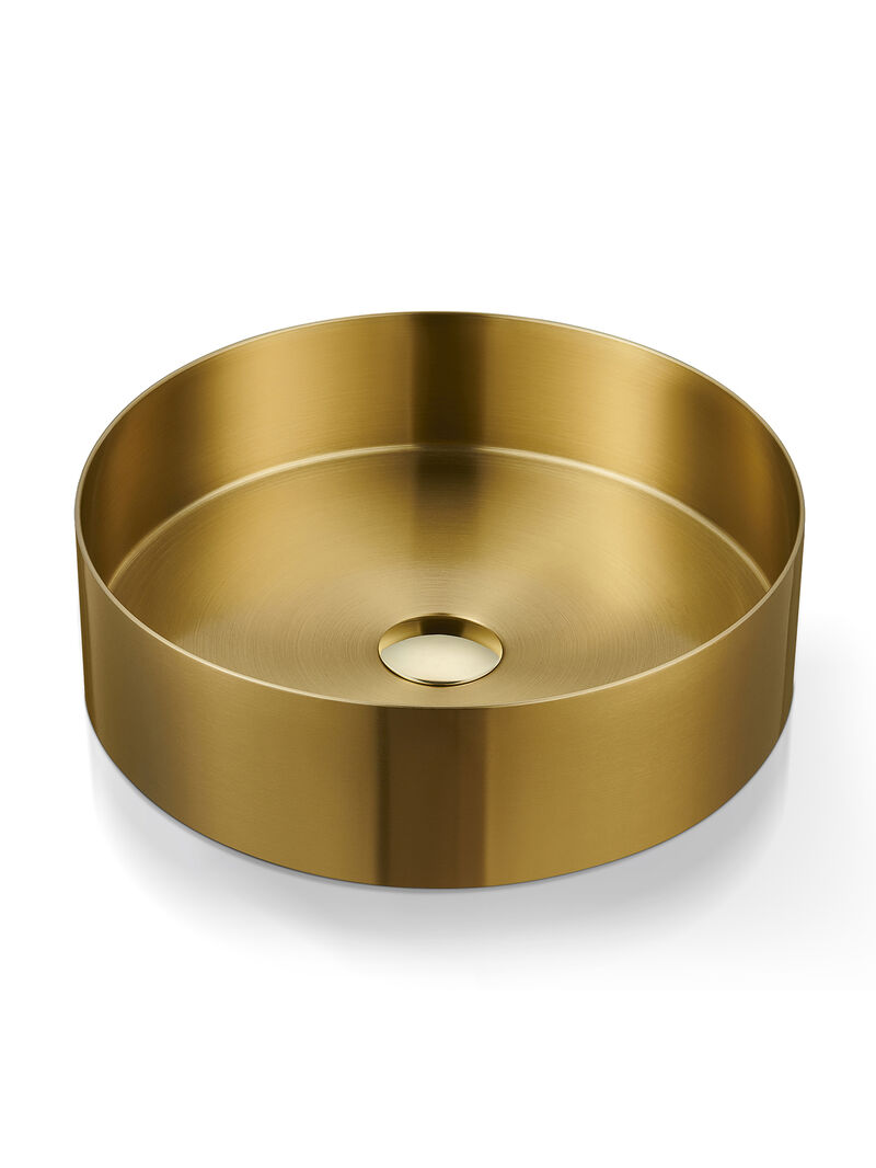 Stainless Steel Bathroom Sink with Mounting Ring & Pop-Up Drain Round Bowl Basin Rose Gold
