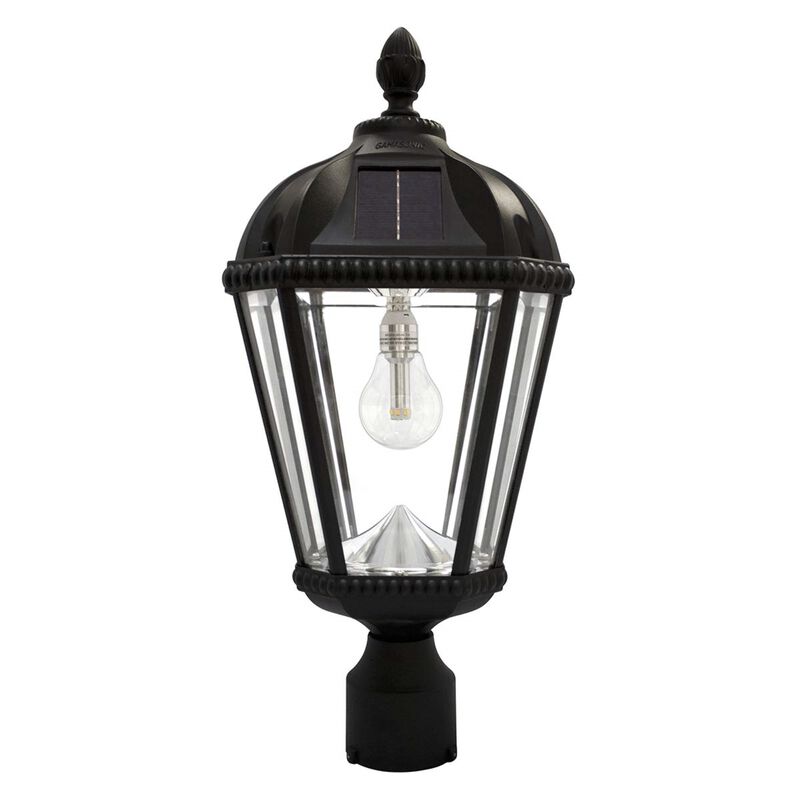 Gama Sonic Royal Bulb Solar Outdoor Post Light GS-98B-F-BLK - Black Finish