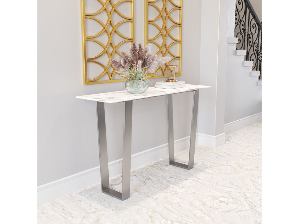 Atlas Console Table White & Silver