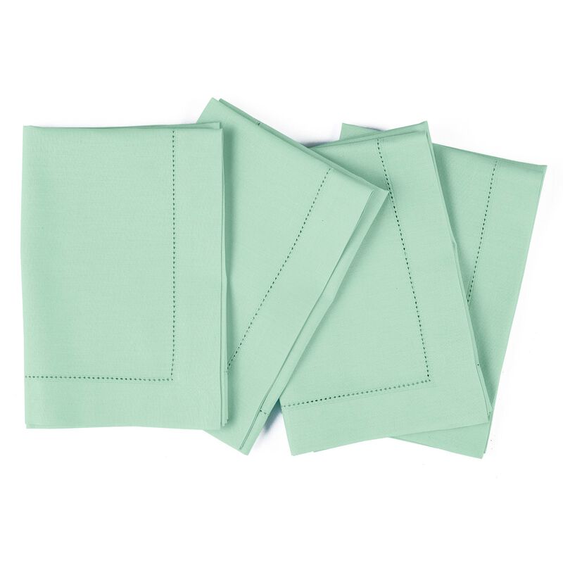 Solino Home Cotton Linen Hemstitch Dinner Napkins 20 x 20 Inch Set of 4