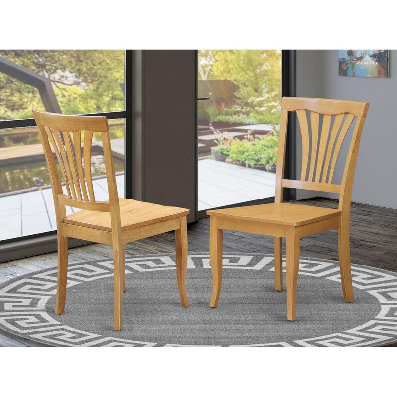 East West Furniture Avon  Dining  Room  Chair  Wood  Seat  -  Oak  Finish,  Set  of  2