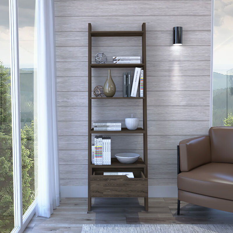 Ladder Bookcase Bull, Office, Dark Walnut