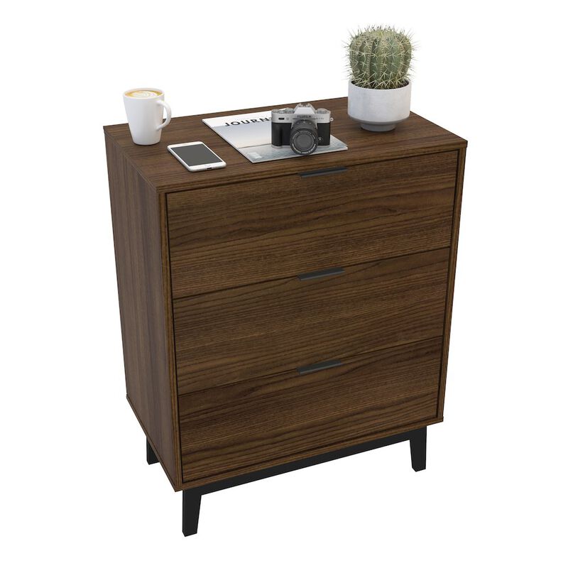 Polifurniture Victoria Modern 3 Drawer Dresser, Walnut