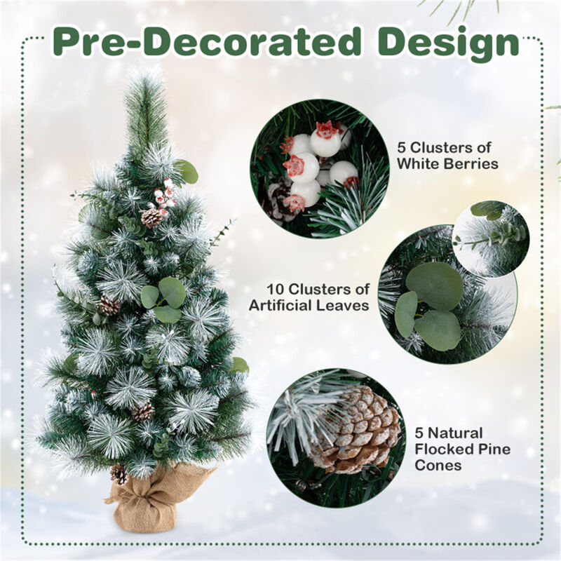 Pre-Lit Artificial Mini Christmas Tree Festive Tabletop Holiday Decoration