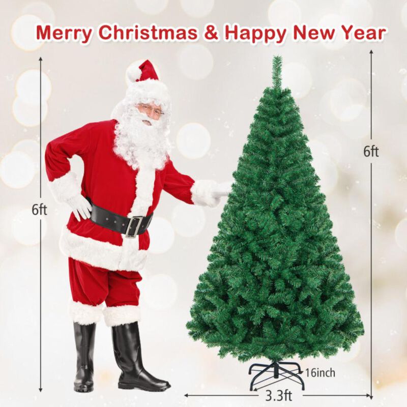 Hivvago 5/6/7/8 Feet Artificial PVC Christmas Tree with Solid Metal Stand