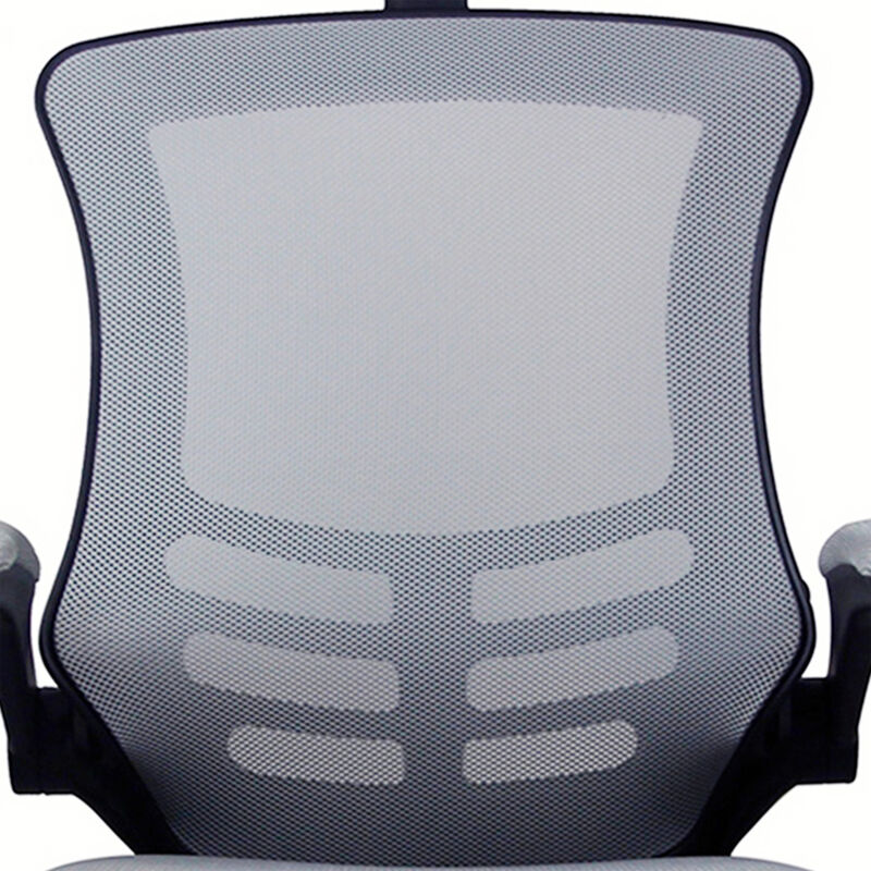 Modern High-Back Mesh Executive Office Chair With Headrest And Flip-Up Arms, Silver Grey