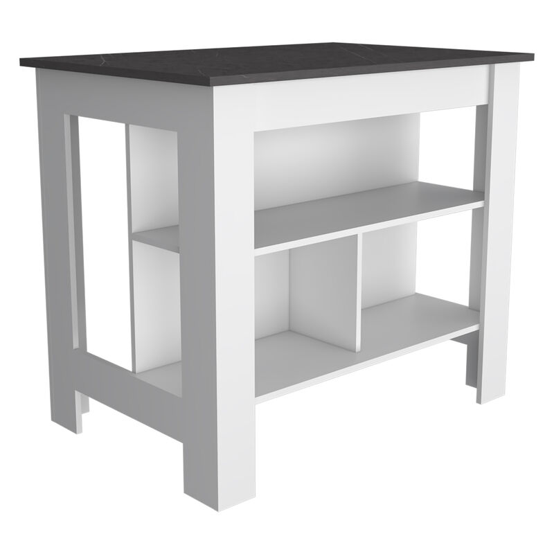 Kitchen Island Dozza, Kitchen, White / Onyx