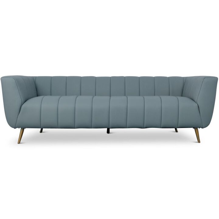Ashcroft Furniture Co LaMattina Genuine Italian Leather Channel Tufted Sofa