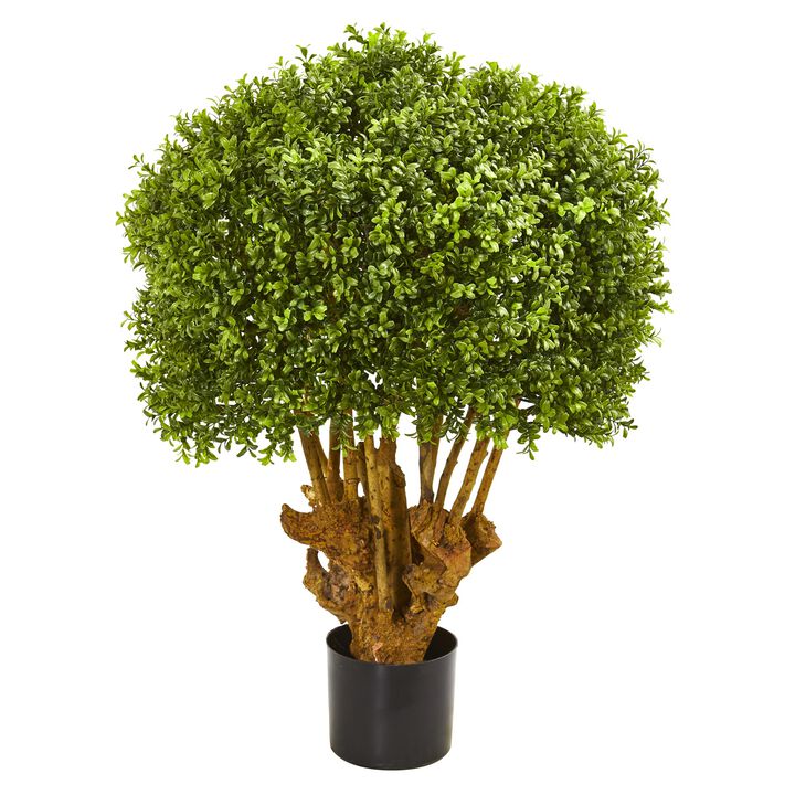 Hivvago 3 Feet Boxwood Artificial Topiary Tree