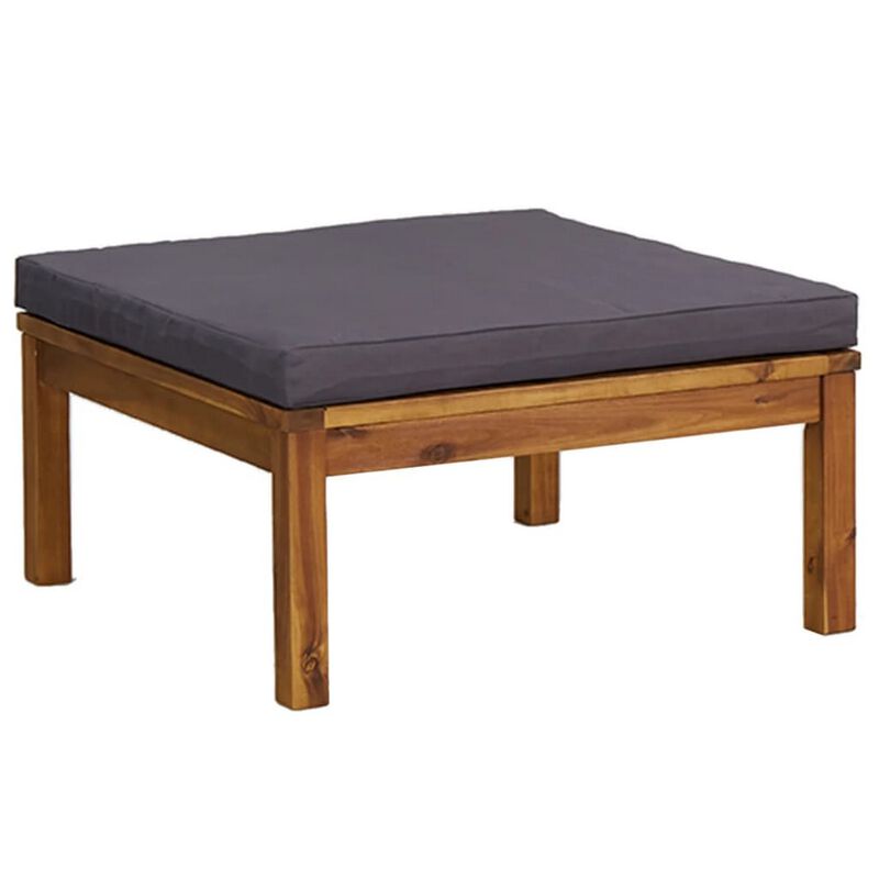 Outdoor 5pc Modular Sofa Set, Slatted Coffee Table, Brown Acacia Wood - Benzara