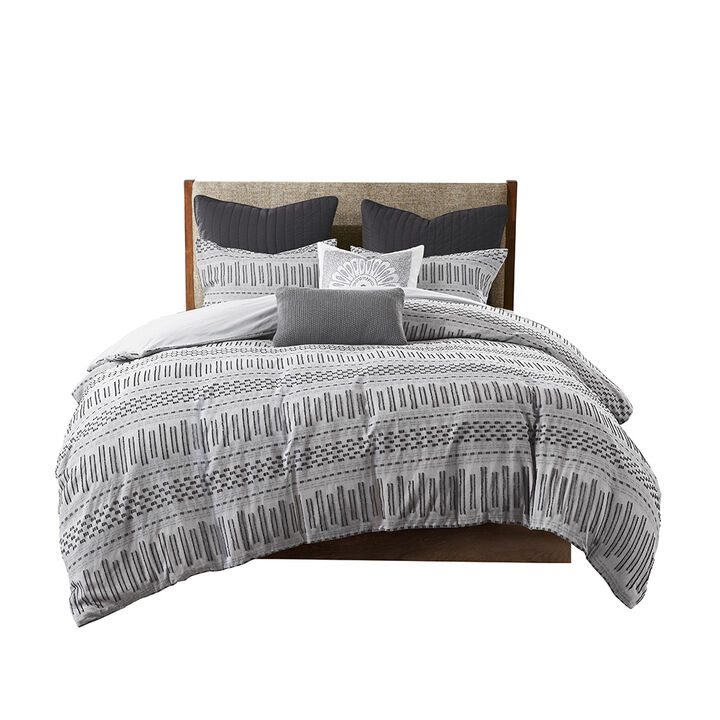 Gracie Mills Donny Geometric Cotton Jacquard Comforter Mini Set - California King