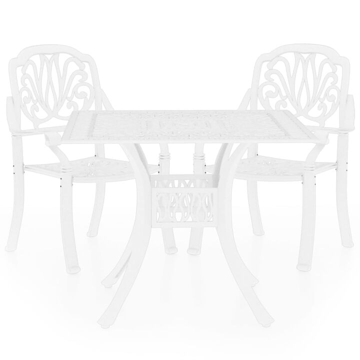 vidaXL 3 Piece Bistro Set Cast Aluminum White