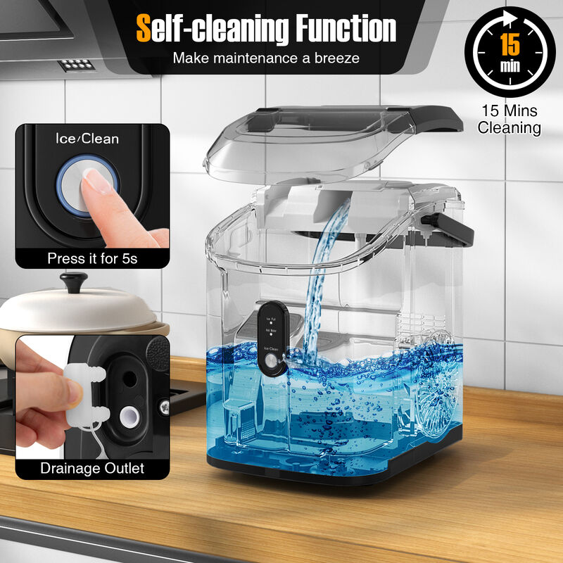 Countertop Nugget Ice Maker with Soft Chewable Pellet Ice for Home or Office Use