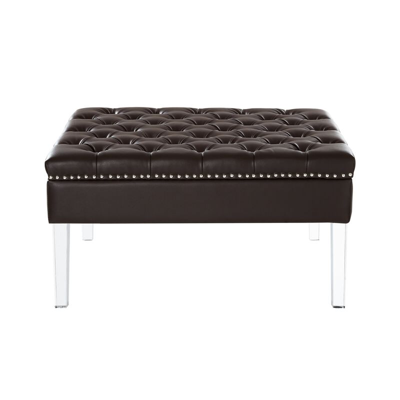Inspired Home Eladio Leather PU Ottoman Coffee Table