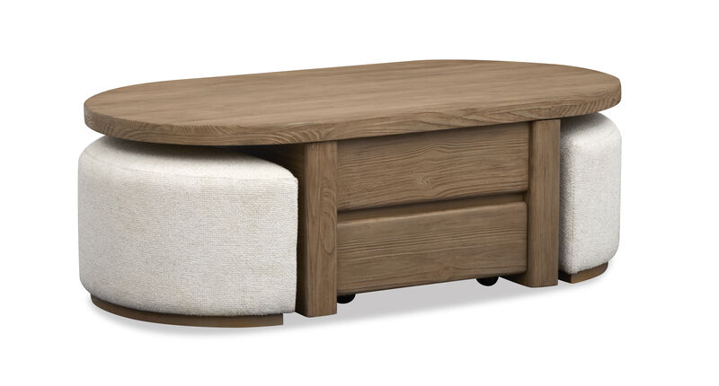 Hayden Cocktail Table with 2 Ottomans