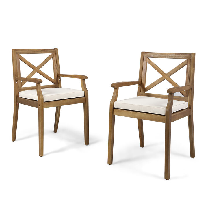 Merax 2PCS Acacia Wood Outdoor Dining Set for Backyard, Poolside