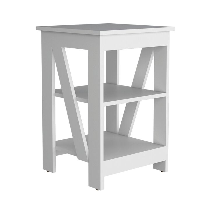 Taylor 3-Tier End Table/Nightstand, Side Table for Small Space, Black , Living Room