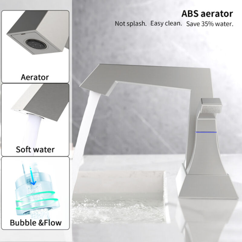 2-Handle Heavy-Duty Bathroom Faucet with Drain & Supply Kits, Modern Deck-Mounted Sink Faucet