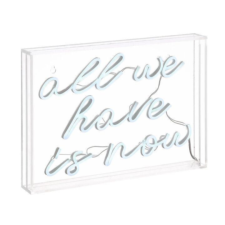 All We Have Is Now 14" X 10" Contemporary Glam Acrylic Box USB Operated LED Neon Light