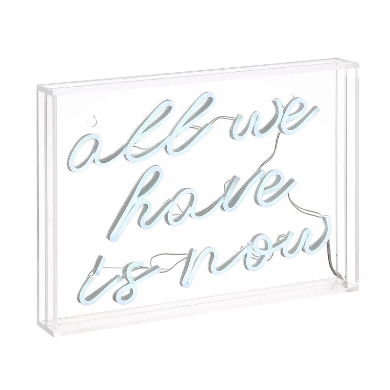 All We Have Is Now 14" X 10" Contemporary Glam Acrylic Box USB Operated LED Neon Light