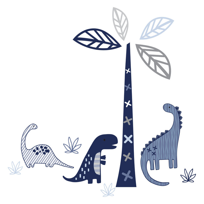 Lambs & Ivy Baby Dino Blue/White Dinosaur Nursery 6-Piece Crib Bedding Set