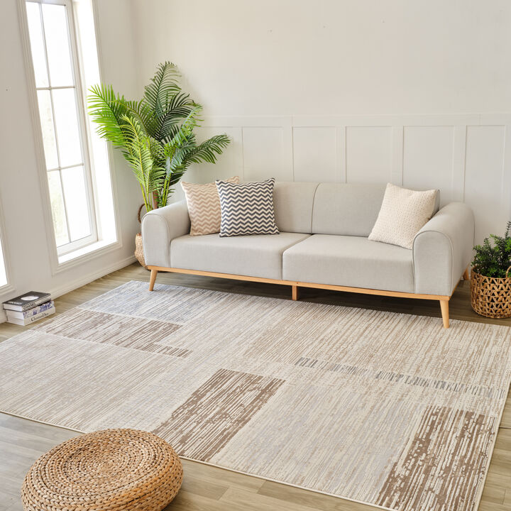 Nomad Abstract Modern Beige Brown Indoor Area Rug