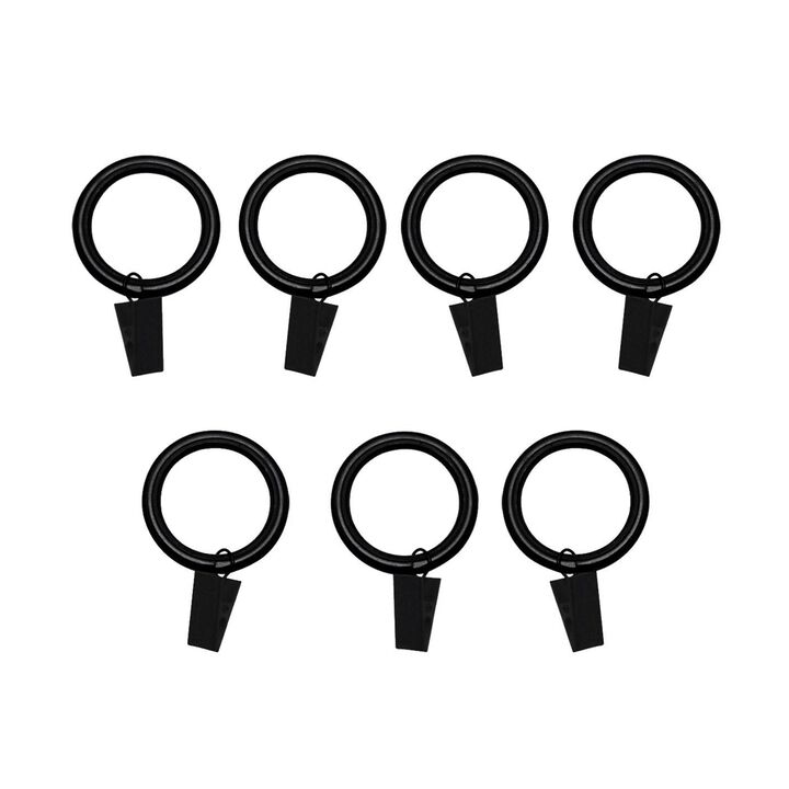 Set of 7 Curtain Clip Rings with Nylon Lining, Silent Glide