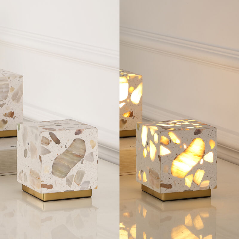 Lara Modern Glam Terrazzo Rechargeable/Cordless Dimmable Integrated LED Mini Table Lamp with Touch Sensor