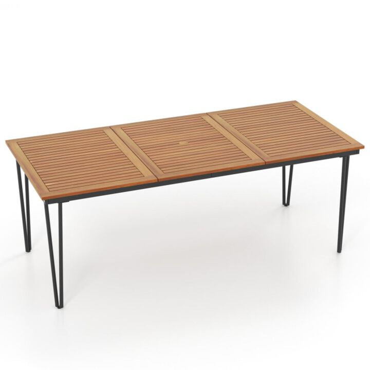 Hivvago 79 Inch 8-Person Outdoor Dining Table with 1.9 Inch Umbrella Hole