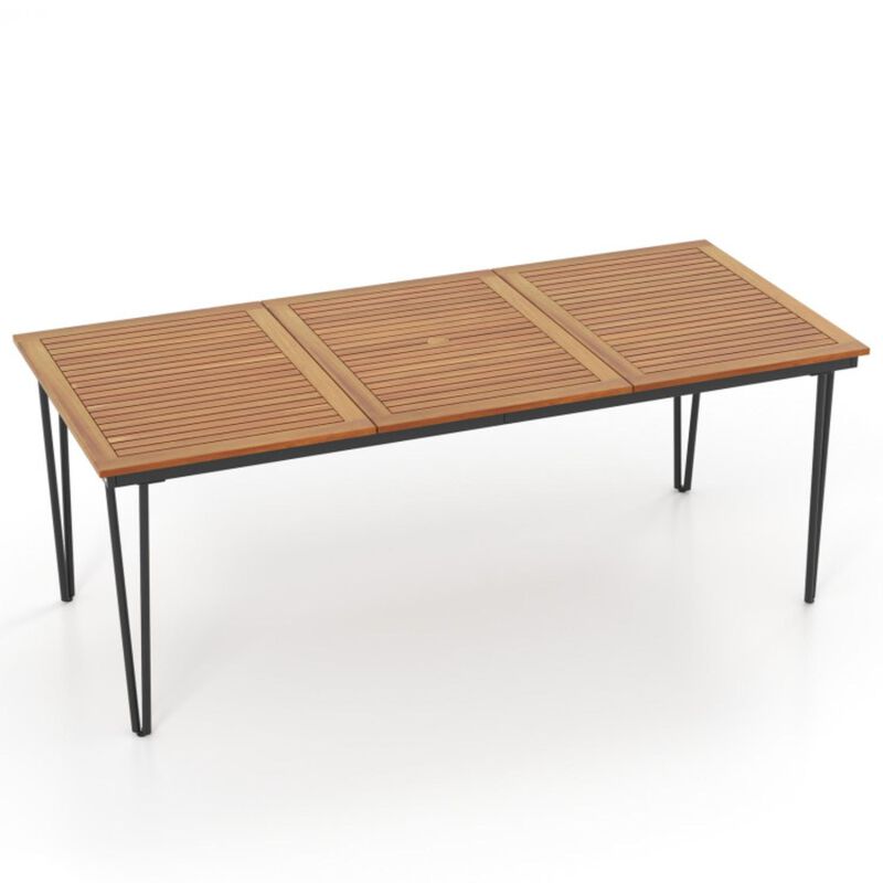 Hivvago 79 Inch 8-Person Outdoor Dining Table with 1.9 Inch Umbrella Hole