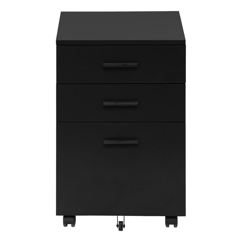 Monarch Specialties I 7781 File Cabinet, Rolling Mobile, Storage Drawers, Printer Stand, Office, Work, Laminate, Black, Contemporary, Modern