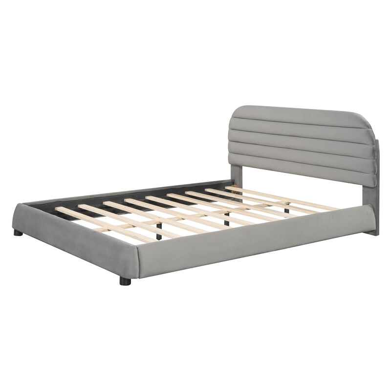 Merax Velvet Upholstered Platform Bed