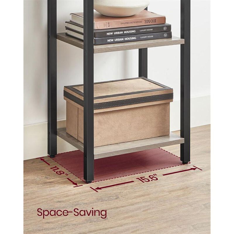 Space-Saving 5-Shelf Bookshelf Ideal for Study Storage