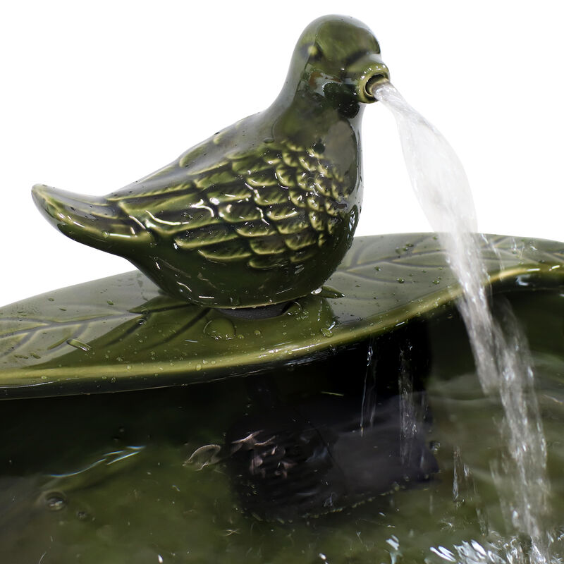 Sunnydaze Dove Glazed Ceramic Outdoor Solar Water Fountain - 7 in