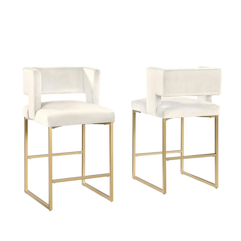 Lynx Velvet Bar Stools in Gold (Set of 2)