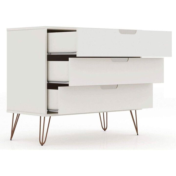 Hivvago Modern Scandinavian Style Bedroom 3-Drawer Dresser in Off-White Finish