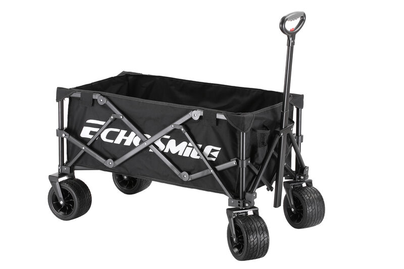 EchoSmile 4.54 cu. ft. Fabric Portable Garden Cart with Adjustable Rolling Wheels in Black