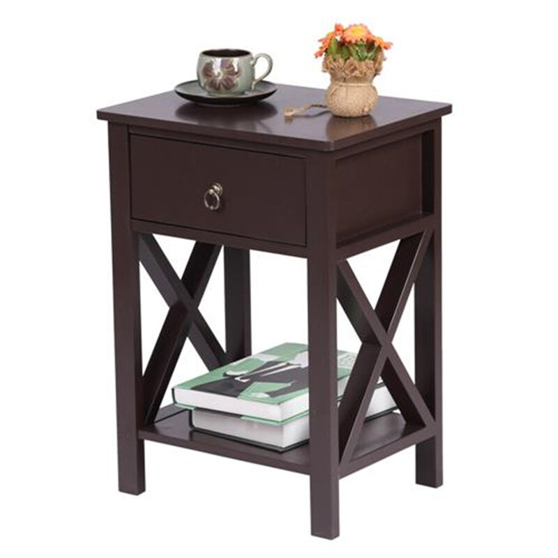 Nightstand Modern End Table, Side Table with 1 Drawer and Storage Shelf