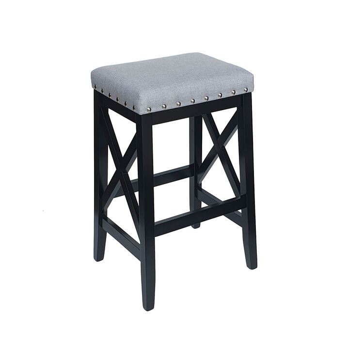 Elegant Greely Fabric Barstools with X-Frame Design (Set of 2)