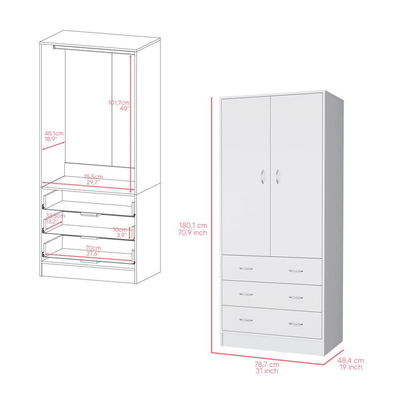 Armoire Ramey, Bedroom, White
